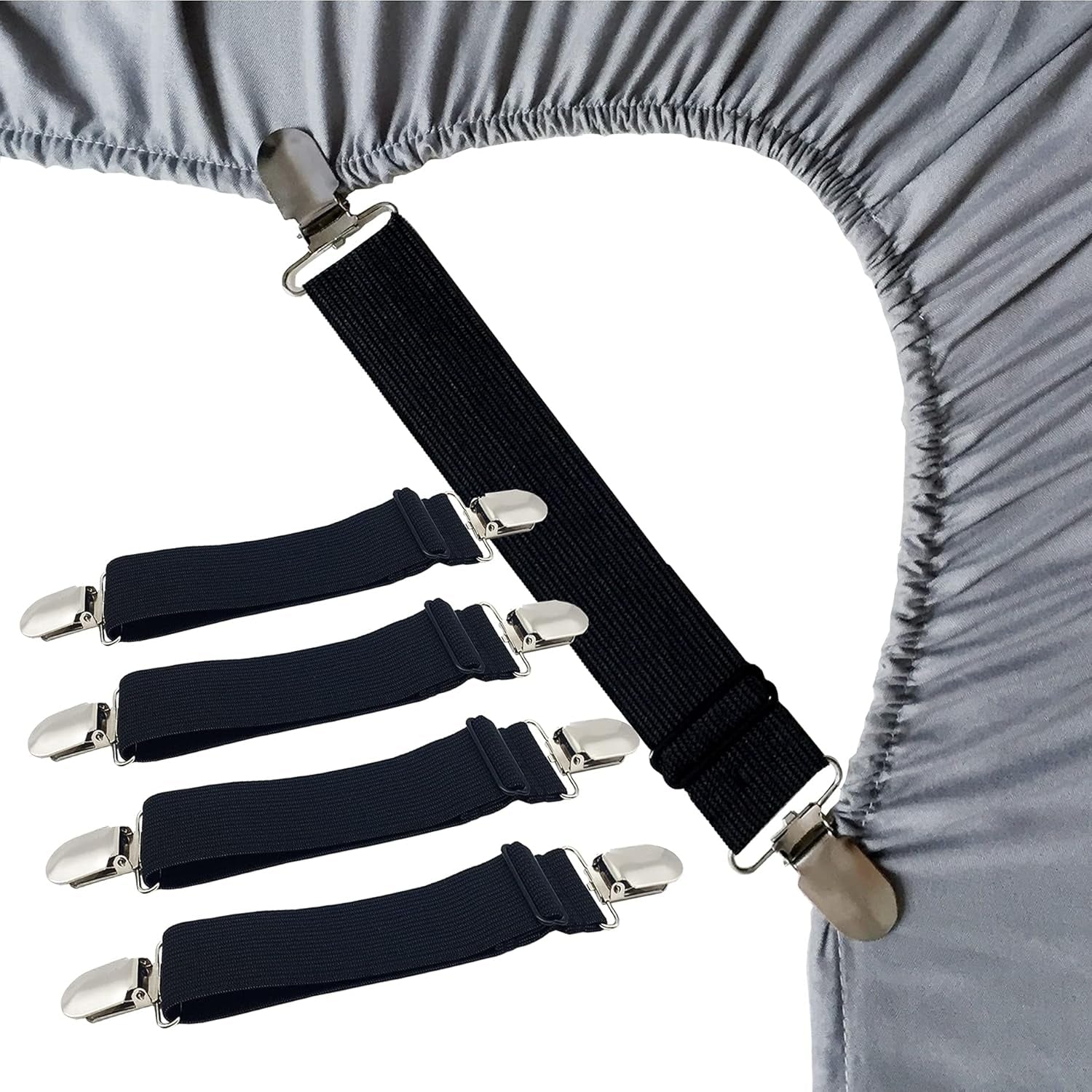 Sheet Straps Bed Sheet Keeper Holder for Corners Sheet Stays Suspender Clips Fitted Sheet Holder Clips Garters Fasteners Mattress Clamps
