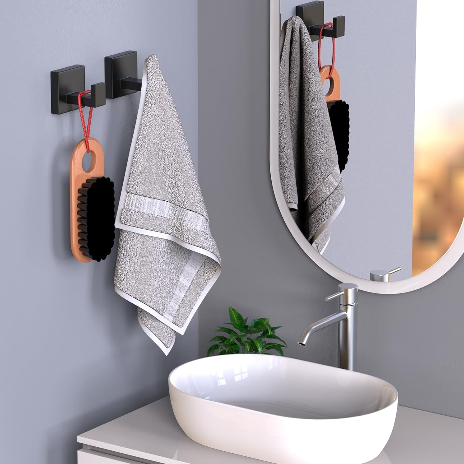 2 Pack Robe Towel Hooks for Bathrooms Matte Black Coat Hooks for Hanging Stainless Steel Heavy Duty Wall Mounted Shower Hooks Wall Hooks for Kitchen Bedroom,Hotel,Pool (Drilling)