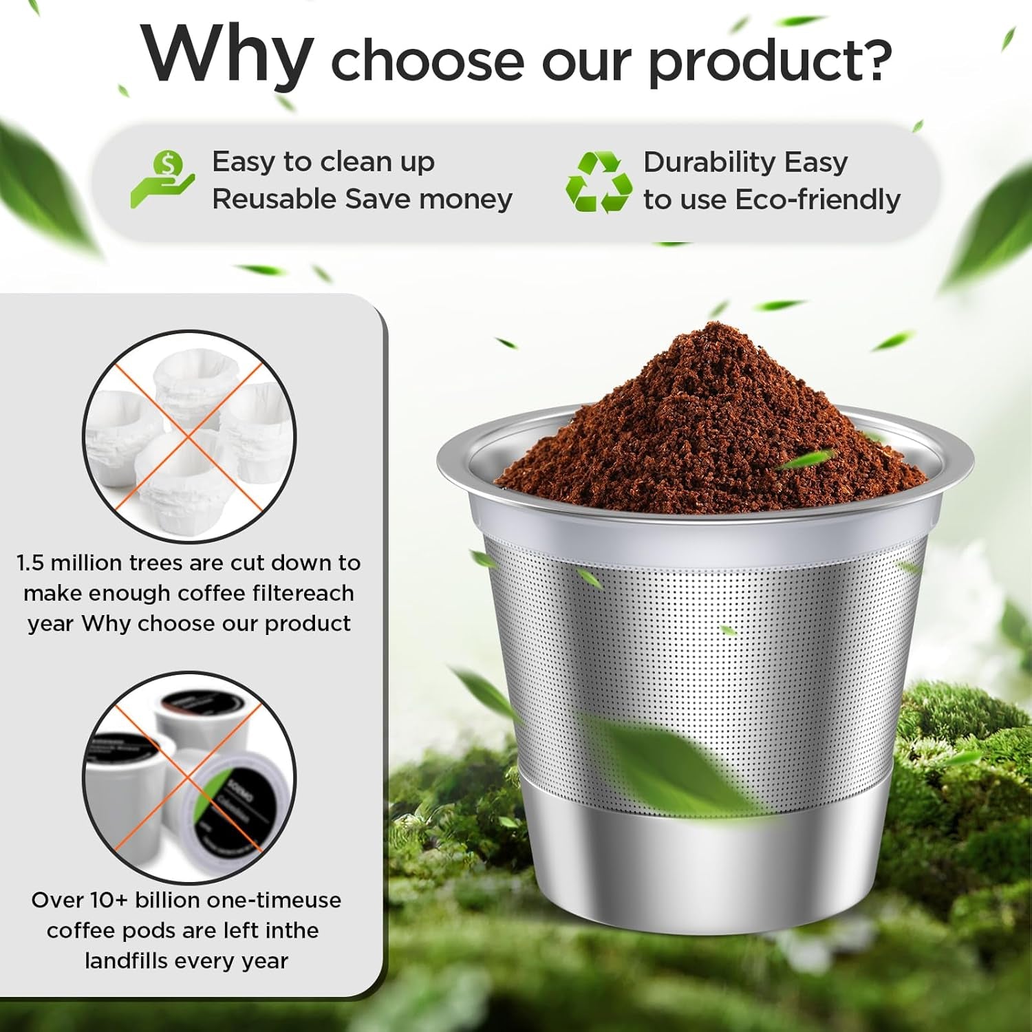 Reusable K Cups for Ke K Supreme Refillable K Cups for Ke K Supreme plus Coffee Maker (New 1 Pack)
