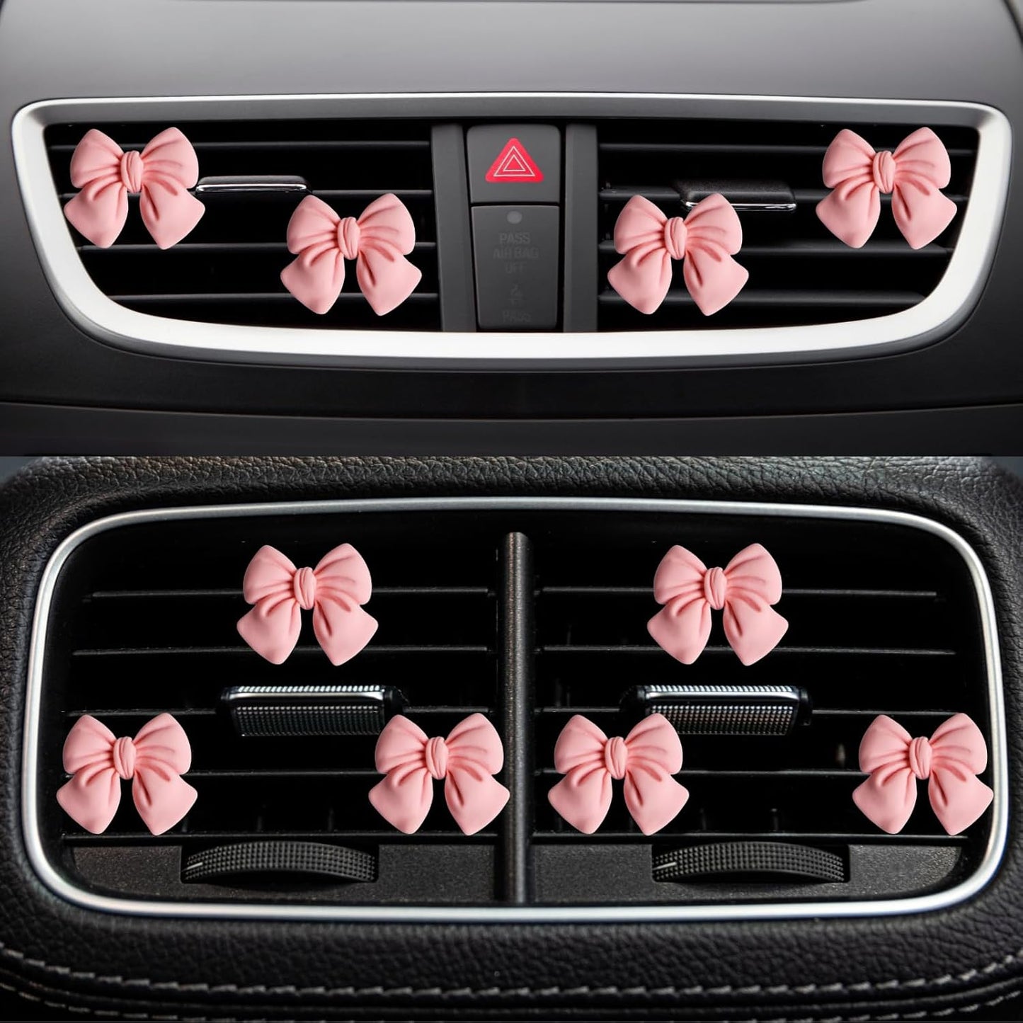 6 Pcs Pink Bow Car Air Vent Clips Coquette Cute Girly Car Decor Accessories Interior Aesthetic Decorations Charm Stuff for Women Girl
