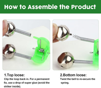 Fishing Bells for Rods - Catfish Bells for Fishing Poles, Fishing Bite Alarm Clip on Bells for Fish