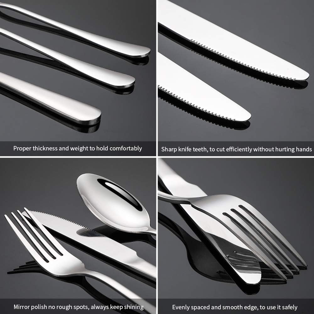 20-Piece Stainless Steel Flatware Set for 4 - Upgraded Mirror Polished Cutlery, Dishwasher Safe