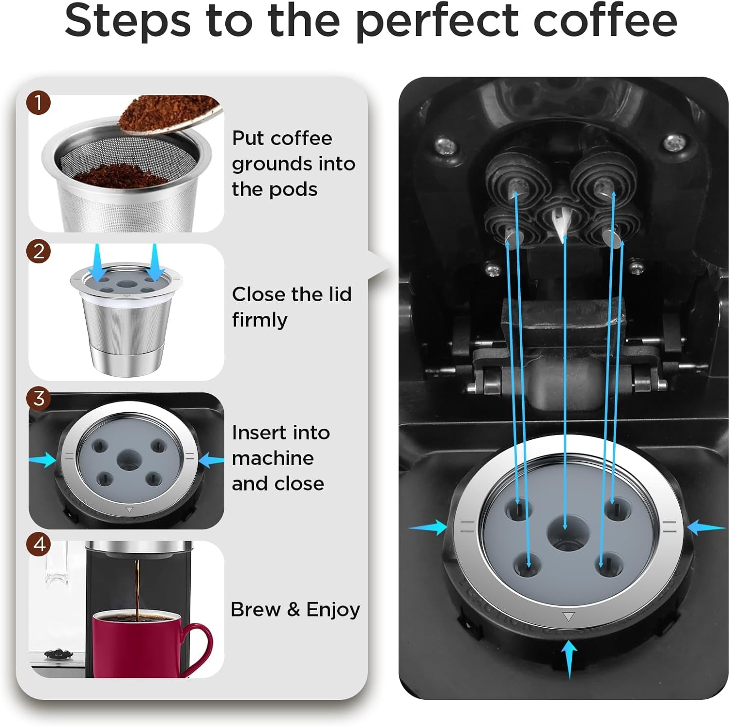 Reusable K Cups for Ke K Supreme Refillable K Cups for Ke K Supreme plus Coffee Maker (New 1 Pack)