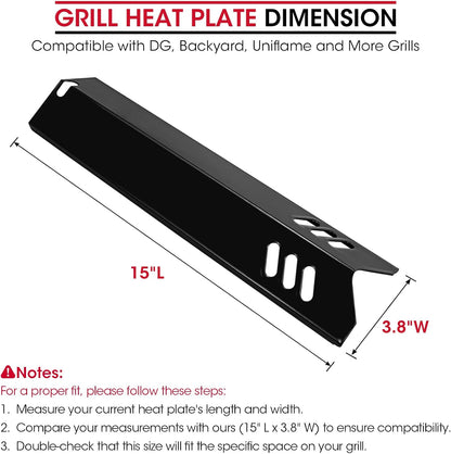 Grill Burner Covers 15”L X 3.8”W, Compatible with Dyna-Glo DGF510SSP, DGF493BNP, Heavy Duty Grill Heat Plates, Porcelain Heat Shields, BBQ Replacement Parts,5 Pack