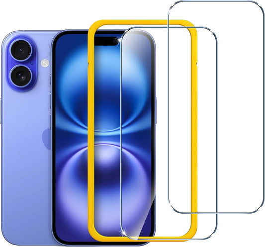 2-Pack Tempered Glass for Iphone 16 6.1"/ Iphone 15 6.1" Screen Protector with [Alignment Frame], Anti-Scratch, Case Friendly, Transparent HD Clear Film