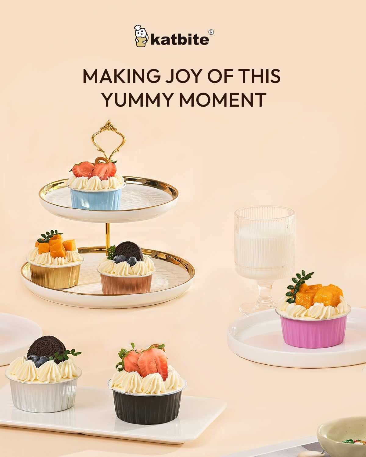 60 Pack 5Oz Disposable Aluminum Foil Ramekins with Lids, Mini round Baking Cups, Muffin Tins for Creme Brulee, Souffle, Pudding, Non-Stick, Wedding Favors, Black