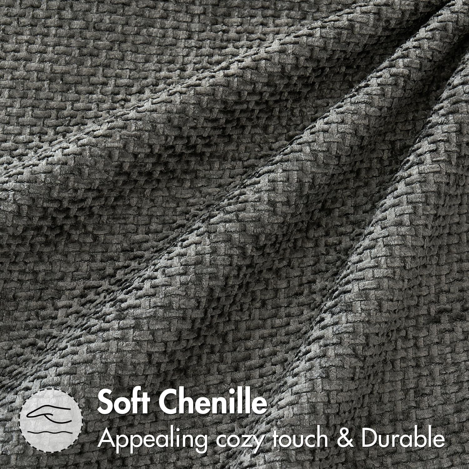 Pack of 2 Couch Throw Pillow Covers 18X18 Inch Dark Gray Modern Boho Accent Decorative Pillow Covers Soft Chenille Farmhouse Cushion Covers for Home Decor Bed Sofa Living Room