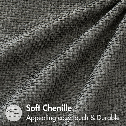 Pack of 2 Couch Throw Pillow Covers 18X18 Inch Dark Gray Modern Boho Accent Decorative Pillow Covers Soft Chenille Farmhouse Cushion Covers for Home Decor Bed Sofa Living Room