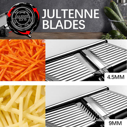 Mandoline Slicer, Mandoline Slicer for Kitchen, Adjustable Mandolin, Stainless Steel Mandoline, Vegetable Slicer, Potato, Onion, Cucumber, Tomato, Veggie Slicer with Cut-Resistant Gloves