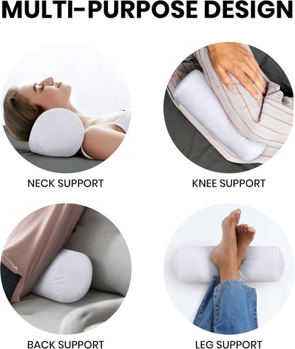 Bolster Pillows Insert (Pack of 2, White) - 6 X 16 Inches Bed and Couch Pillows - Indoor Decorative Pillows