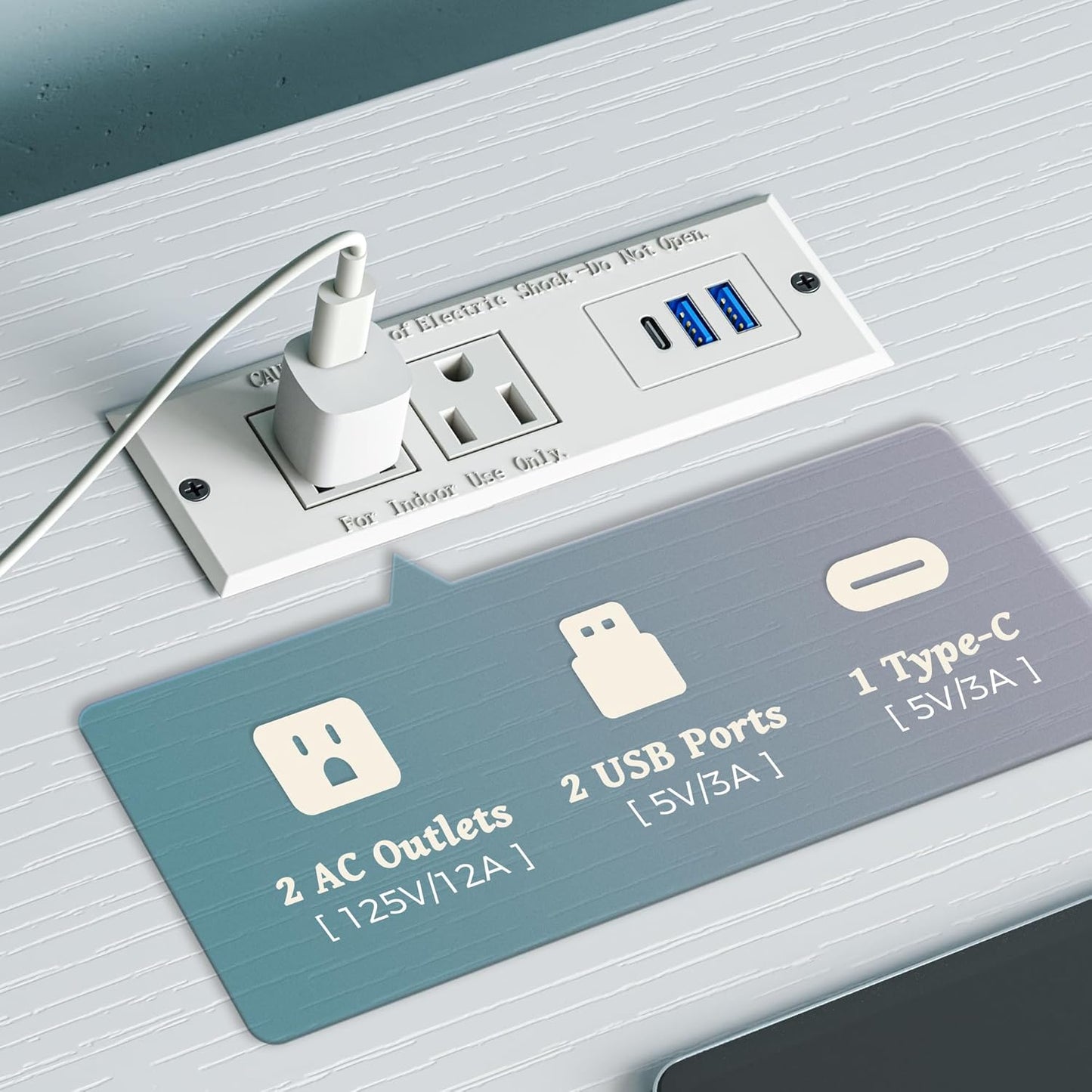 Elegant Bedroom Dresser with Power Outlets and LED Lighting, 7-Drawer TV Stand for Up to 55-Inch TVs, 47-Inch Console with Open Shelf, Wide White PU Leather Finish