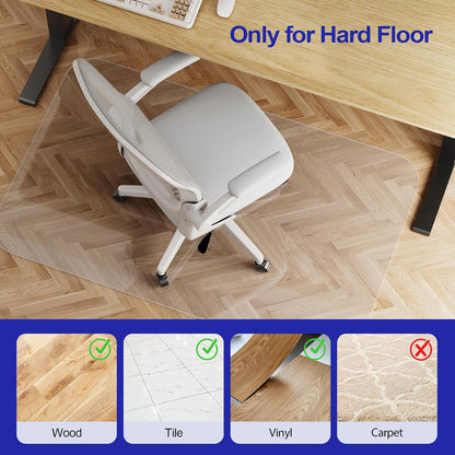 Office Chair Mat for Hardwood Floor, 30"×48" Office Computer Desk Chair Mat, Transparent PVC Heavy Duty Floor Protector Mats for Rolling Chairs, Not for Carpets