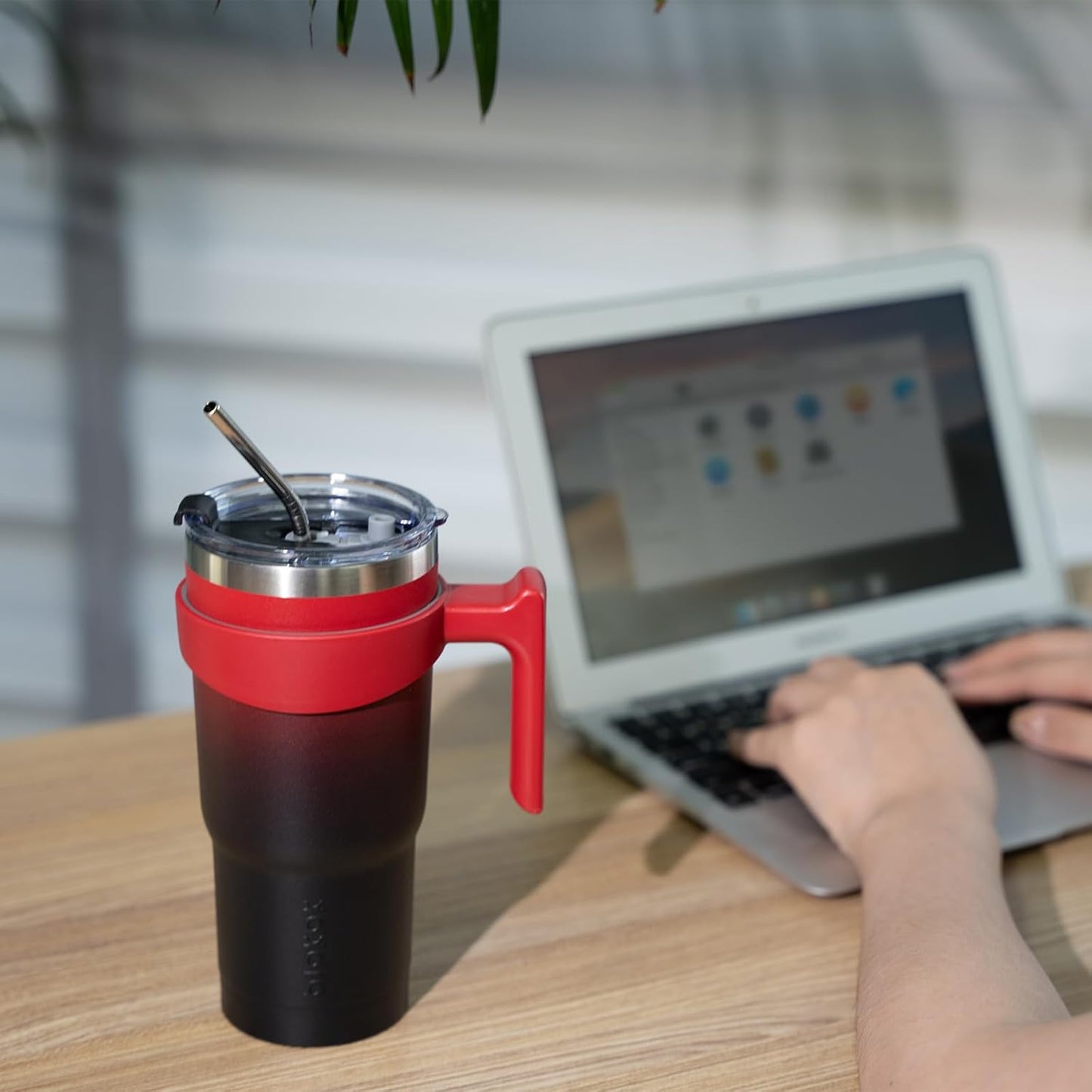 20 Oz Tumbler with Handle Stainless Steel Insulated Tumbler with Lid and Straw Travel Coffee Cups for Women and Men,Army Green