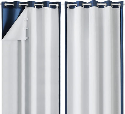 Greyish White 100% Blackout Curtain Liner 2 Panels Set for Bedroom Living Room behind Curtains, Insulated Curtains Liner for 86 Inch Extra Long, Each 50 Wx86 L, 2 Liners per Set