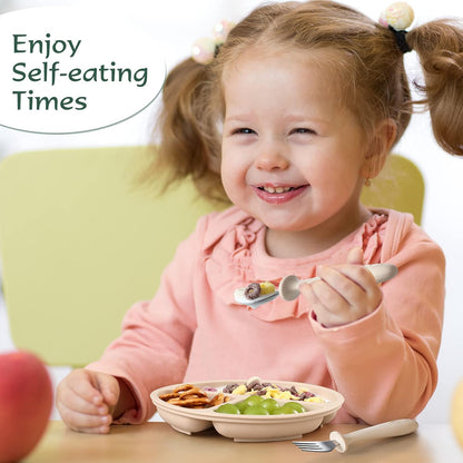 6 Pieces Toddler Utensils, Kids Silverware Set with Silicone Handle, Children Safe Spoons and Forks, 18/8 Stainless Steel, Food-Grade Silicone - Dishwasher Safe