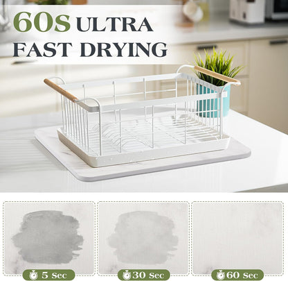 13.8 x 17.7 Inch Super Absorbent Marble Stone Drying Mat for Kitchen Counter - Quick Dry Diatomaceous Earth Dish Mat (1 Piece)