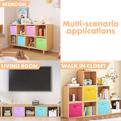 Foldable Fabric Storage Cubes and Cloth Organizer Drawer for Closet and Toys, 6 Pack (6 Colors)