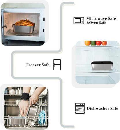 Stainless Steel Bento Box for Adult, 54Oz Metal Leak-Proof Lunch Box Containers, Double Layer Bento Lunch Box for Work Travel, Microwave Safe, with Detachable Divider