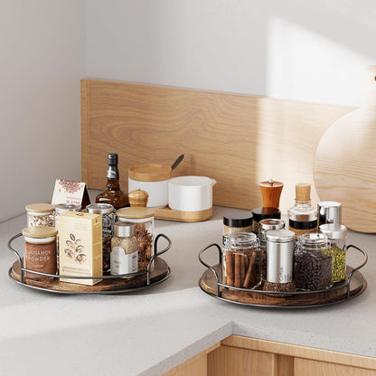 Lazy Susan Organizer, 9'' Lazy Susan Turntable for Cabinet, Table Top, Kitchen, Countertop, Bathroom, Pantry, Spice Organization, Wooden,1 Pack