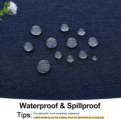 Rectangle Table Cloth Linen Textured, Waterproof Spillproof Anti-Wrinkle Burlap Tablecloth, Washable Decorative Fabric Table Cover for Dining, Party, Banquet, 52 X 70 Inch, Navy