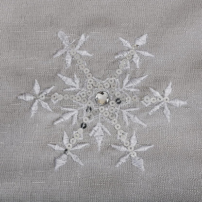 Christmas Table Napkins Cloth Set of 4, Embroidered Snowflake Napkins 18X18 Inch, Silver Napkins Glittering Sequins for Dinner, Xmas Holiday Napkins for Familiy Dinning, Grey, Machine Washable