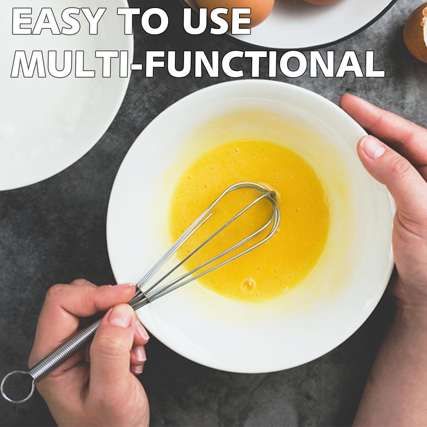 Mini Wire Whisks, Set of 2 Portable Stainless Steel Kitchen Tiny Whisk & Egg Beater with Thick Wire - Sturdy Small Mixing Balloon for Cooking, Blending, Whiping, Beating and Stirring (5" + 7")