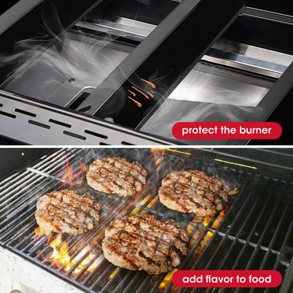 Grill Burner Covers 15”L X 3.8”W, Compatible with Dyna-Glo DGF510SSP, DGF493BNP, Heavy Duty Grill Heat Plates, Porcelain Heat Shields, BBQ Replacement Parts,5 Pack