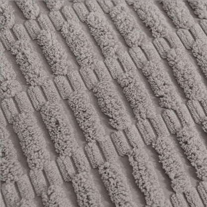 2 Packs Gray Farmhouse Decorative Throw Pillow Covers 18X18 Inch with Pom-Poms for Living Room Couch Bed Sofa, Rustic Boho Home Decor, Soft Striped Corduroy Square Cushion Case 45X45 Cm