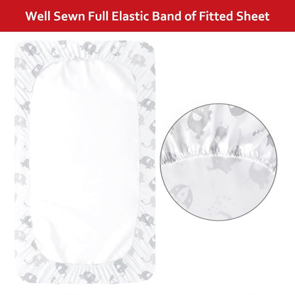 Fitted Crib Sheet for Baby Boys or Girls, Silky Soft Microfiber 52'' X 28'' Crib Sheet Fits Standard Size Crib Mattress and Toddler Bed Mattress, Gray Elephant