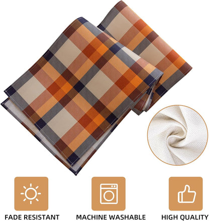 Fall Table Runner Plaid Checkered Pattern Thanksgiving Autumn Harvest Cloth Dining Centerpiece Party Table Decor Fall Decorations for Home 13 X 48 Inch
