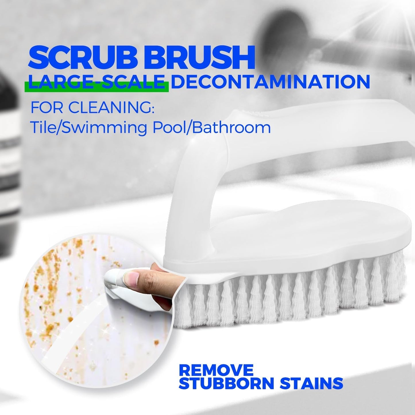 7 Pack Deep Cleaning Brush Set, Scrub Pads with Scraper Tip for Pool Walls, Bathroom, Grout, Floor, Tub, Shower and Kitchen Surface (White)