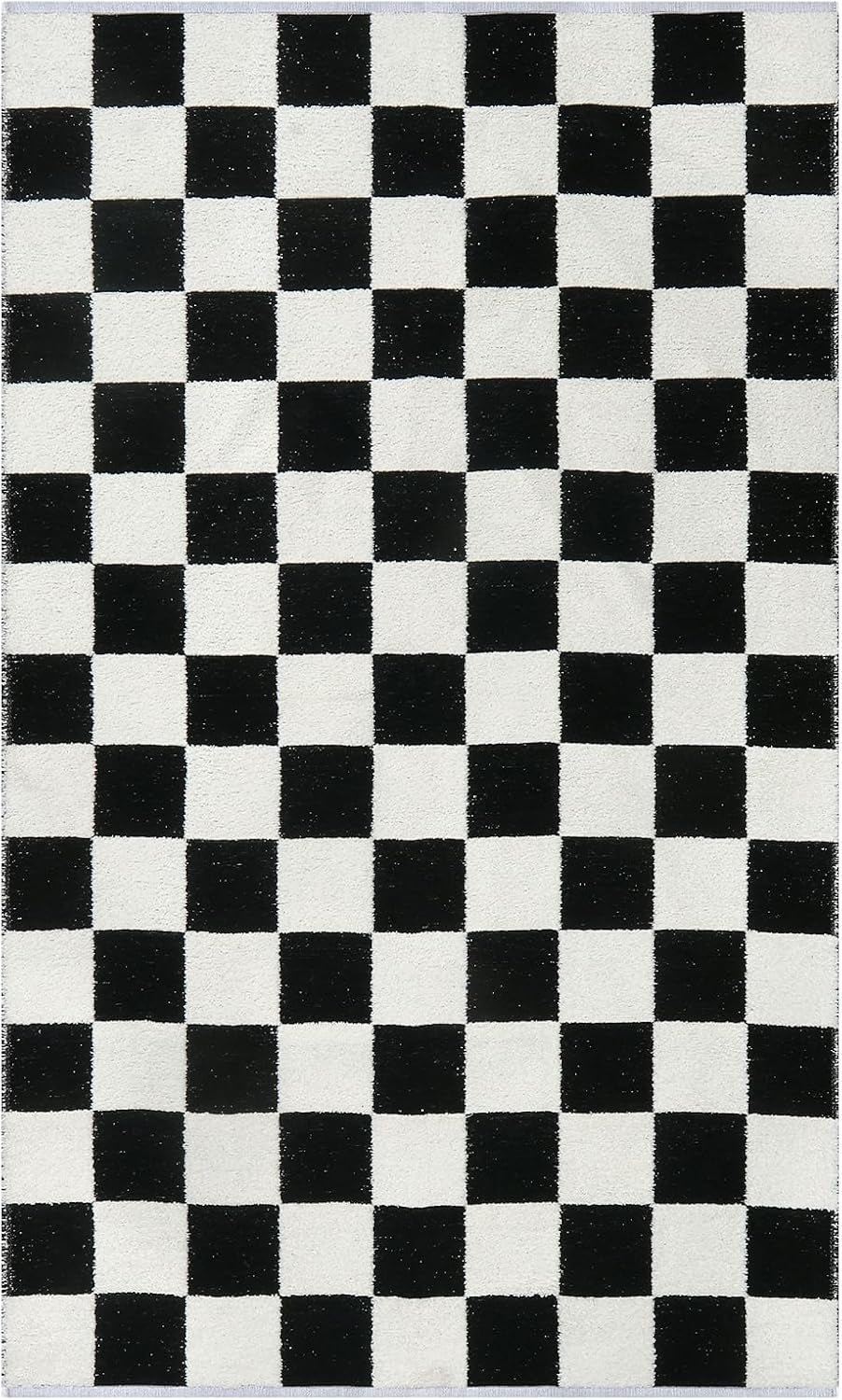 3X5 Small Checkered Race Car Rug for Bedroom, Cotton Woven Black and White Checker Area Rug for Classroom Nursery Dorm, Soft Low Pile Checkerboard Carpet for Playroom Bathroom Kids Room