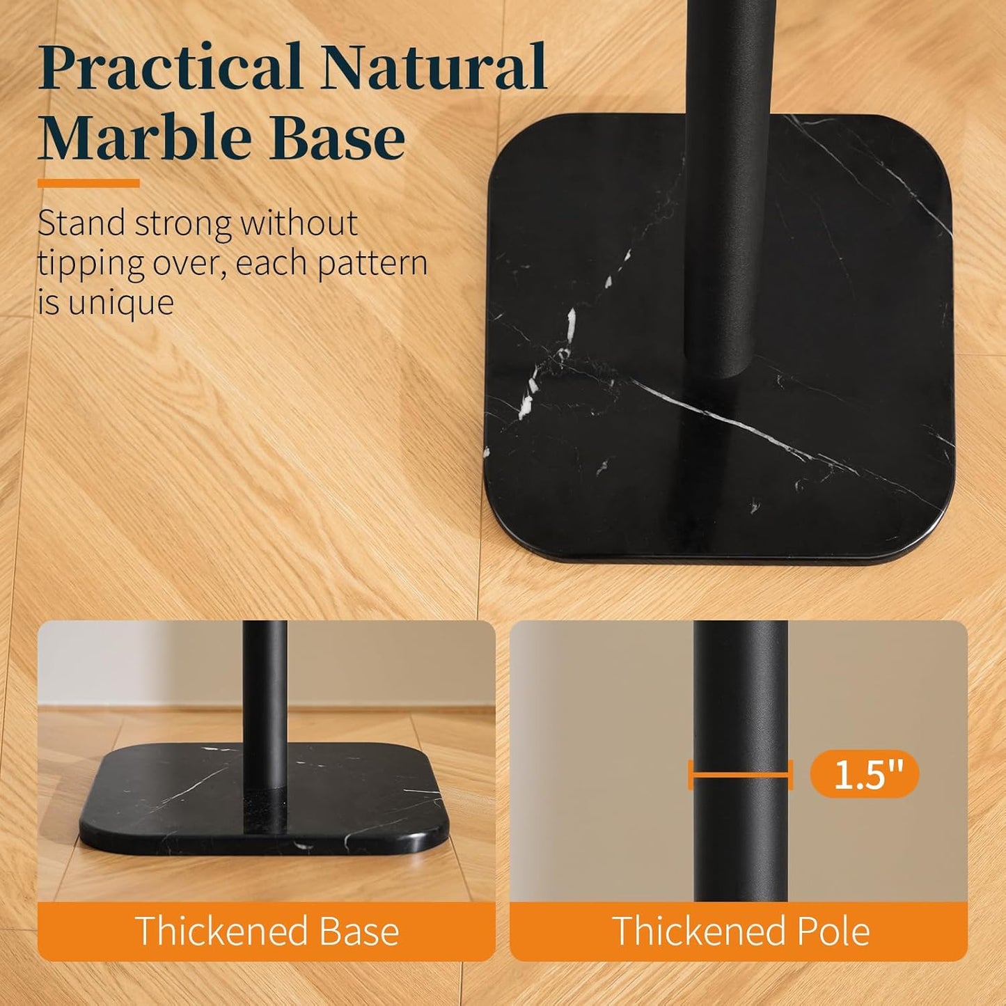 Coat Rack Freestanding with Natural Marble Base, Cactus Coat Tree with 6 L-Shaped Hooks, Heavy Duty Coat Hanger Stand, Metal Coat Rack Stand for Entryway, Hall Tree for Jacket/Hat/Clothes/Bag