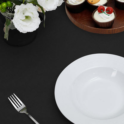 Faux Linen Waterproof Spill-Proof Tablecloth Stain Resistant round Table Cloth Wrinkle Free Decorative Fabric for Kitchen, Dining, Party, Weddings, Restaurants (70 In-Round, Black)