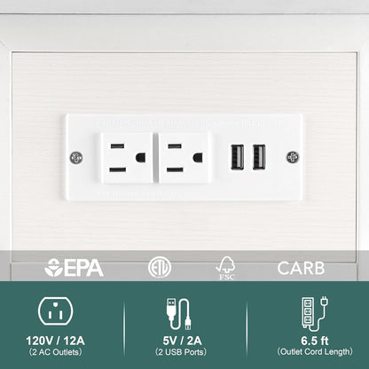 End Table with Charging Station, Flip Top Side Table with USB Ports and Outlets, Sofa Couch Table Bedside Table for Living Room Bedroom, Narrow Nightstand with Storage Shelves for Small Spaces
