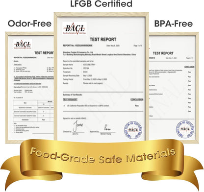 Ice Cube Tray with Lid and Bin, 4 Pack Silicone Plastic Ice Cubes Trays for Freezer with Box/Container, Stackable with Storage Iced Bucket Kits, Scoop, for RV, Soup, Food, Cocktail, Coffee