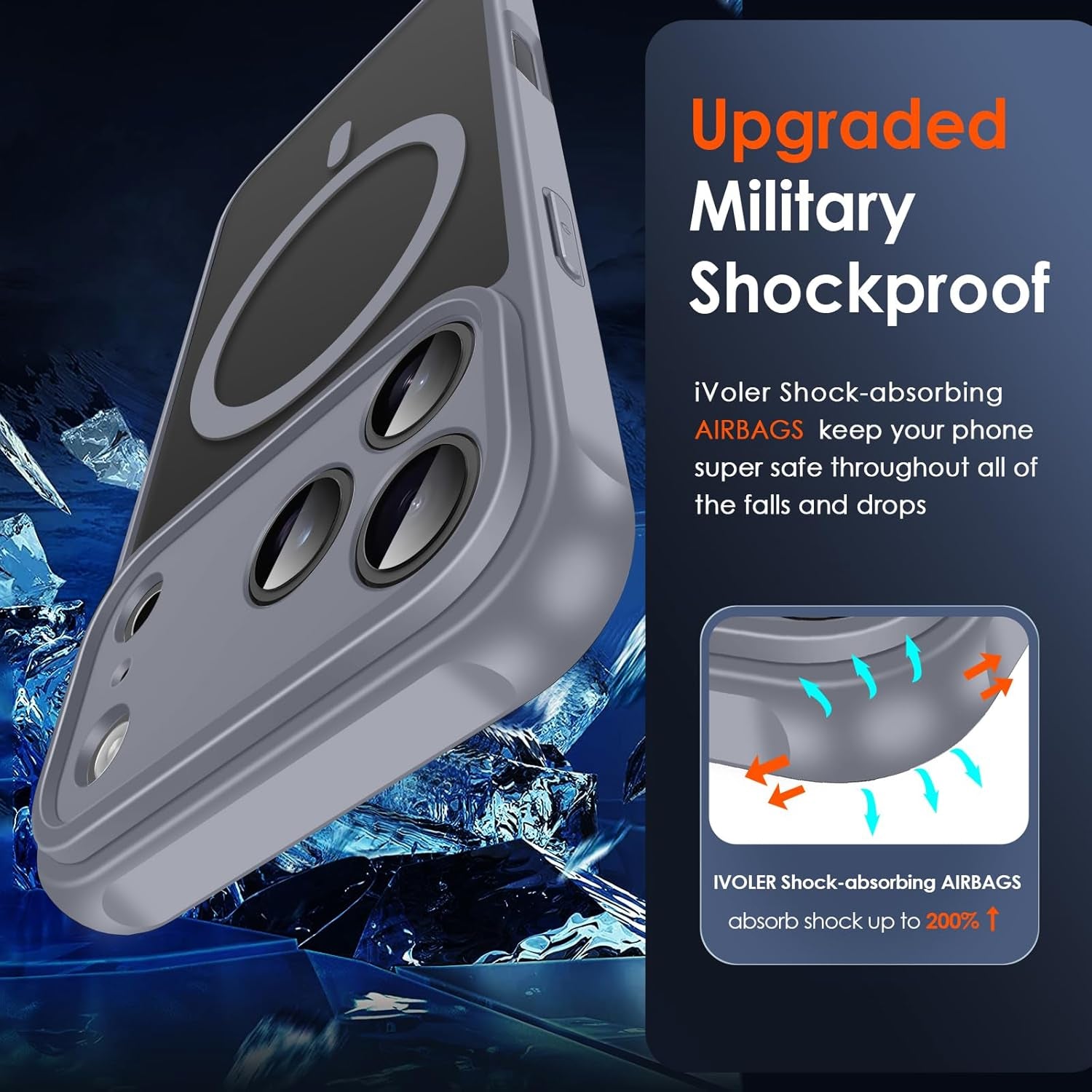 Magnetic Case for Iphone 17 Pro 6.3'' [Compatible with Magsafe] [15 FT Military Grade Protection] Magnetic Charger Case Bumper For, Frosted Translucent Back for Iphone17 Pro- Gray