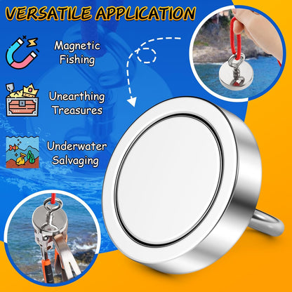 Neodymium Fishing Magnet, 200 Lbs Strong Magnet Fishing, Magnetic Fishing Magnets Heavy Duty for Remover, Super Powerful round Magnets for Retrieving Items in Lake, Beach, Lawn 1.75’’(45Mm)