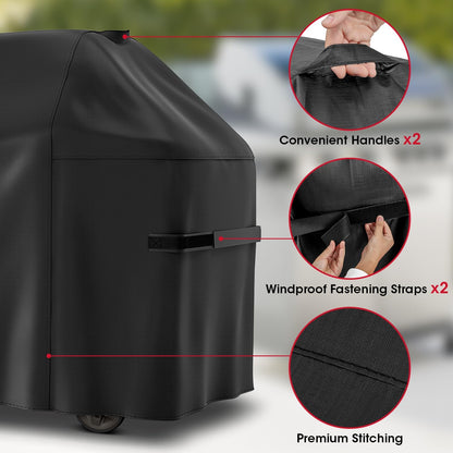 58 Inch Gas Grill Cover for Weber Genesis II and Genesis 300 Series Grills, Unique Waterproof Vinyl Exterior with Polyester Lining, Outdoor BBQ Cover, Compared to Weber 7130, Basic Version