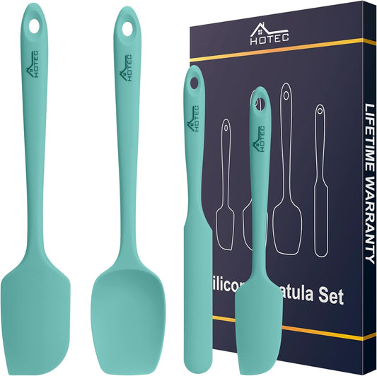 600°F Heat Resistant Silicone Rubber Spatula Set for Baking, Cooking, and Mixing Non Stick Dishwasher Safe Bpa-Free Aqua Sky Set of 4