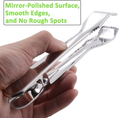 Ice Tongs for Ice Bucket 6-3/4 Inch - Set of 2 - Premium 18/8 Stainless Steel Ice Tongs with Teeth for Ice Sugar Cubes Tea Party Coffee Bar Food Serving