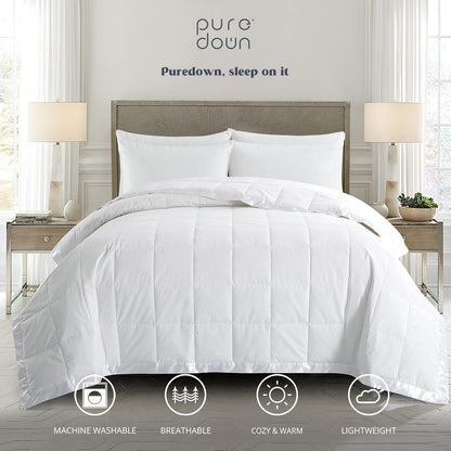® Blankets King Size - Soft Lightweight down Blanket for All Seasons, Cozy Warm Luxury Bed Blanket with Satin Trim, Cotton Cover, White (108"X90")