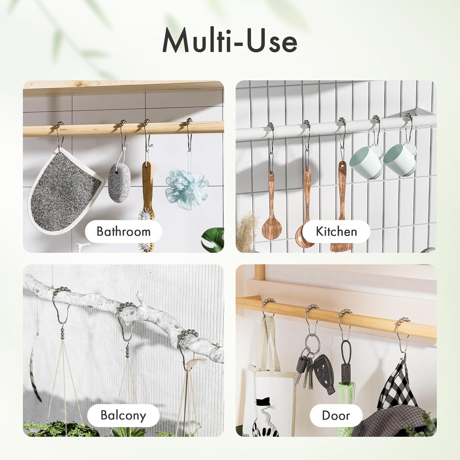Shower Curtain Rings, Set of 12, Rust-Resistant Metal Shower Hooks Ring Shower Rings for Curtain Rolling Shower Curtain Hooks for Bathroom Shower Rod Shower Curtain Hangers, Nickel