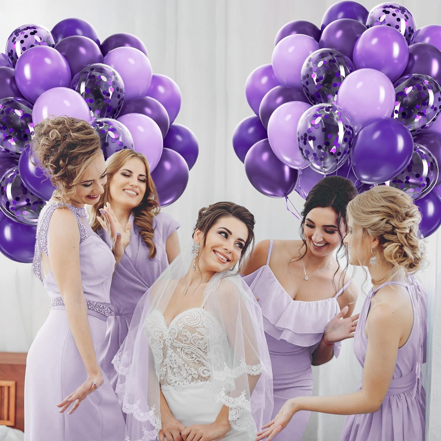 60Pcs Purple Balloons 12Inch with Metallic Pastel Dark Purple Confetti Balloons for Purple Birthday Wedding Baby Shower Party Decorations