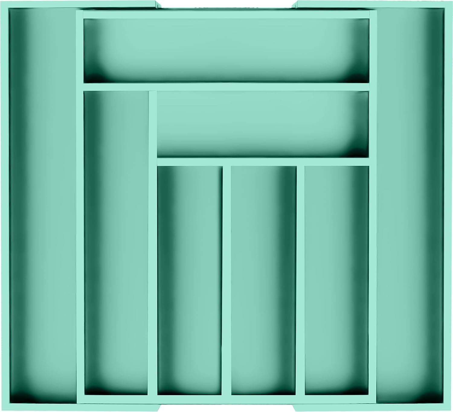 Expandable Bamboo Utensil Drawer Organizer, Silverware Organizer for Cutlery, Utensils, Flatware Holder (6-8 Slots, Mint) Pack of 1