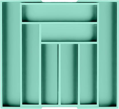 Expandable Bamboo Utensil Drawer Organizer, Silverware Organizer for Cutlery, Utensils, Flatware Holder (6-8 Slots, Mint) Pack of 1