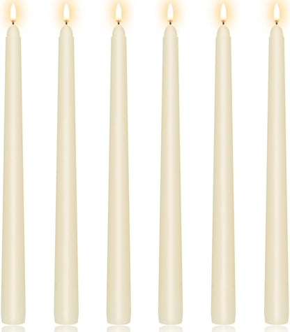 Ivory Taper Candles 10 Inch - Set of 6 Long Candles, 8 Hours Long Burning, Smokeless & Unscented & Dripless, for Weddings, Birthdays, Dinner Parties, Rituals, Prayer, Birthdays, Meditation