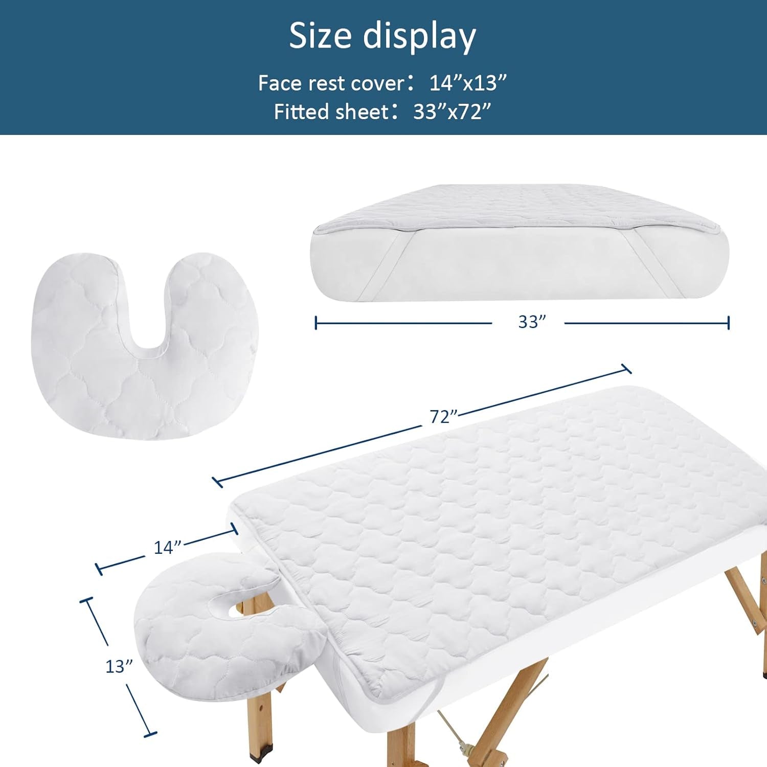 2-Piece Waterproof Massage Table Sheet Set, Extra Soft, Cushy, for Massage Tables, Includes Massage Fitted Sheet and Face Rest Cover, White