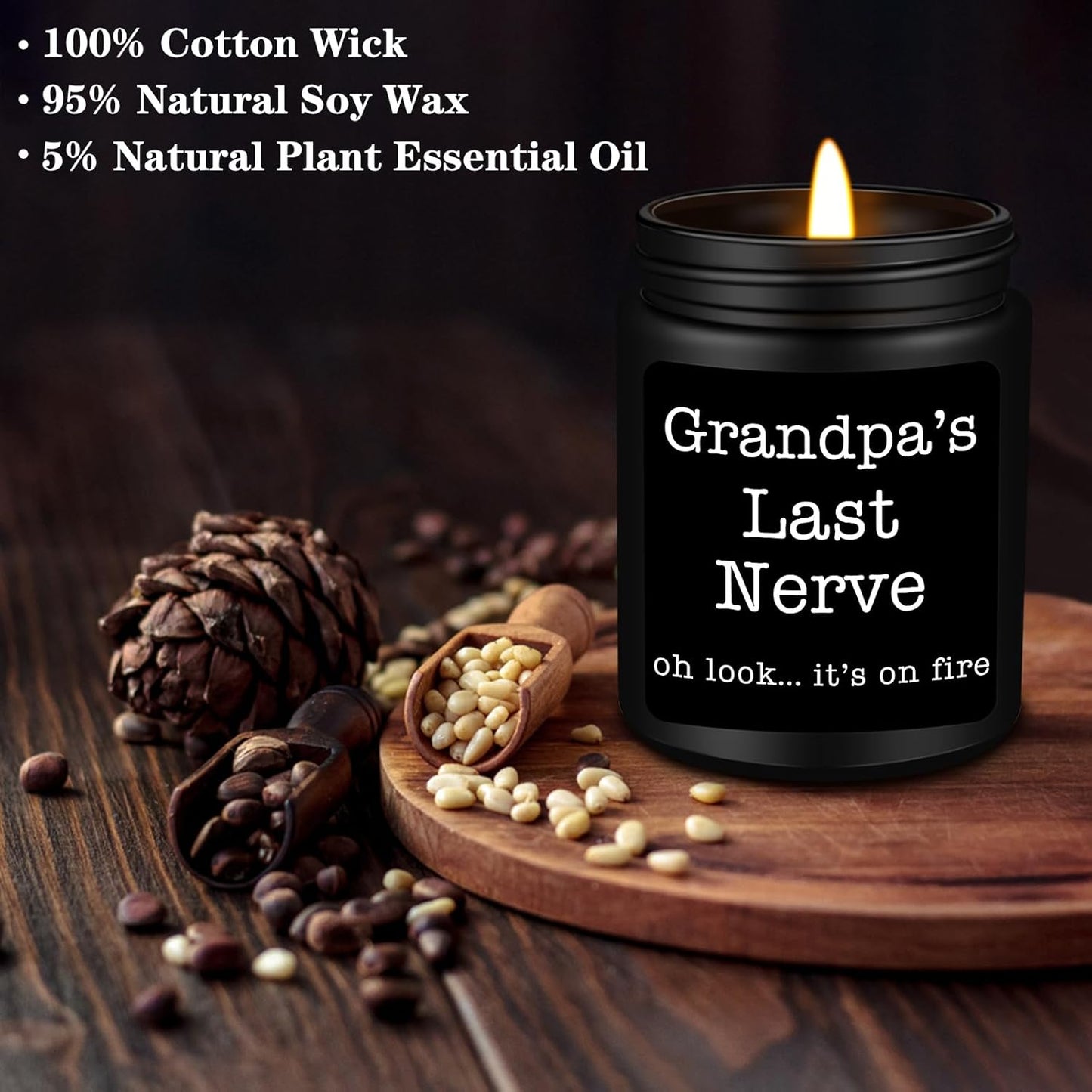 Grandpa Gifts from Granddaughter Grandson, Unique Fathers Day, Birthday, Christmas, Retirement Candles, Grandpa’S Last Nerve Scented Candle