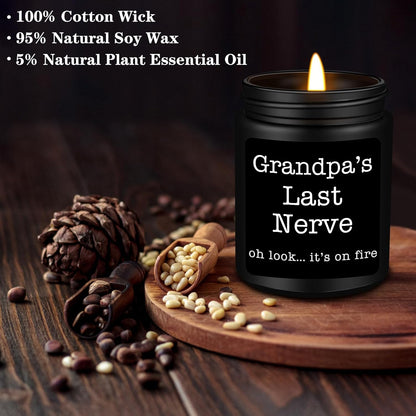 Grandpa Gifts from Granddaughter Grandson, Unique Fathers Day, Birthday, Christmas, Retirement Candles, Grandpa’S Last Nerve Scented Candle
